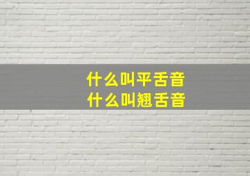 什么叫平舌音 什么叫翘舌音